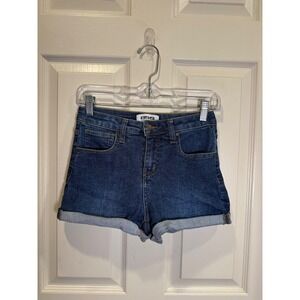 RSQ Womens Blue Denim High Rise Cuff Shorts Size 24‎